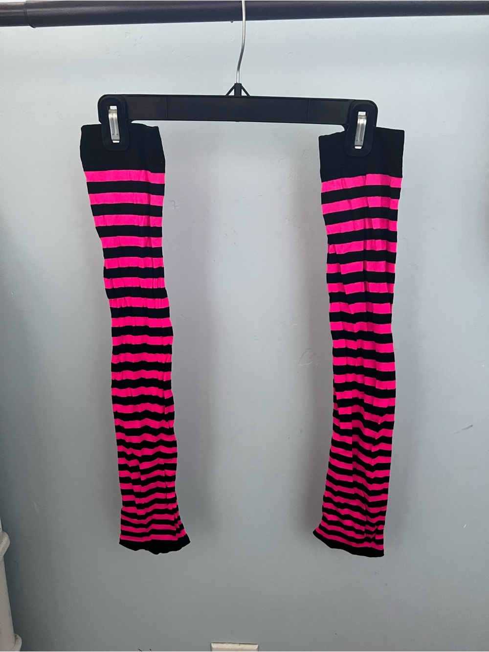 Cheshire Cat Pink and Black Striped Knee/Thigh High Socks
